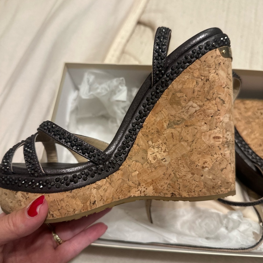 Black Studded Wedge Sandals